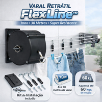 Varal Retrátil FlexLine 30 metros + Frete Grátis
